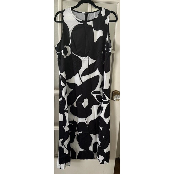 Floral Sheath Dress Women's 8/10 NWOT Black White Maxi - Picture 1 of 9